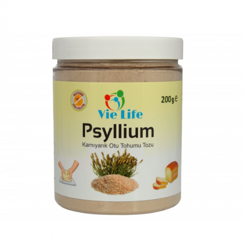 Vie Life Glutensiz Düşük Proteinli Psyllium -Karnıyarık Otu Tohumu Tozu 200 g